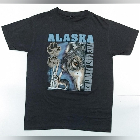 Hanes Tops - Vtg 1980s Alaska Wolves Polar Graphics Tourist Made in USA T-Shirt Size (L)